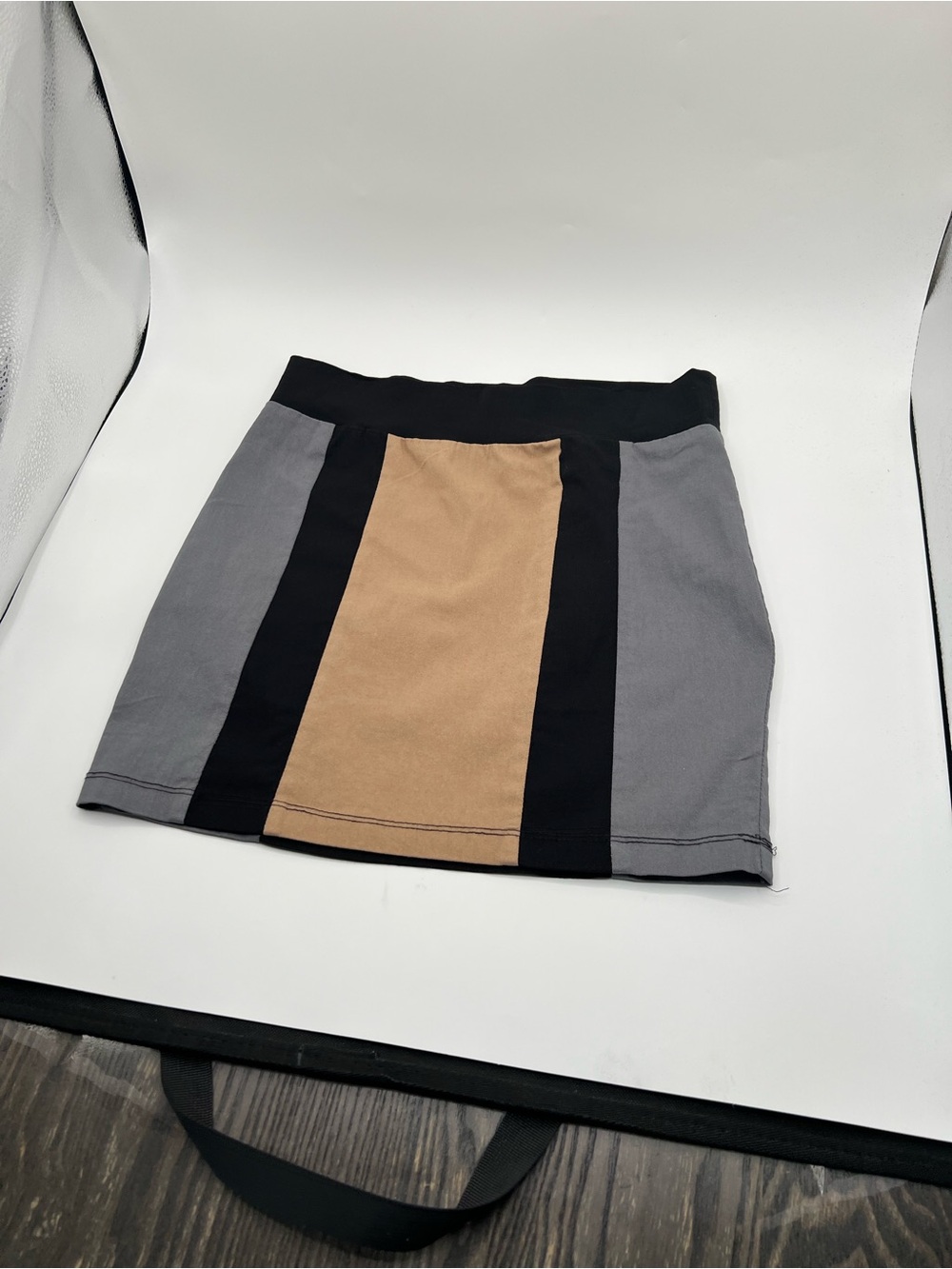 Poof Couture Grey, Black & Tan Mini Skirt - Large